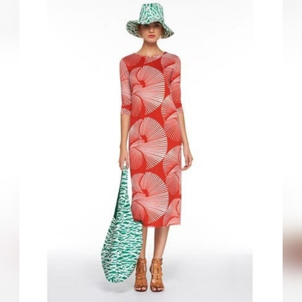 Diane Von Furstenberg Womens Red Print Silk Dress